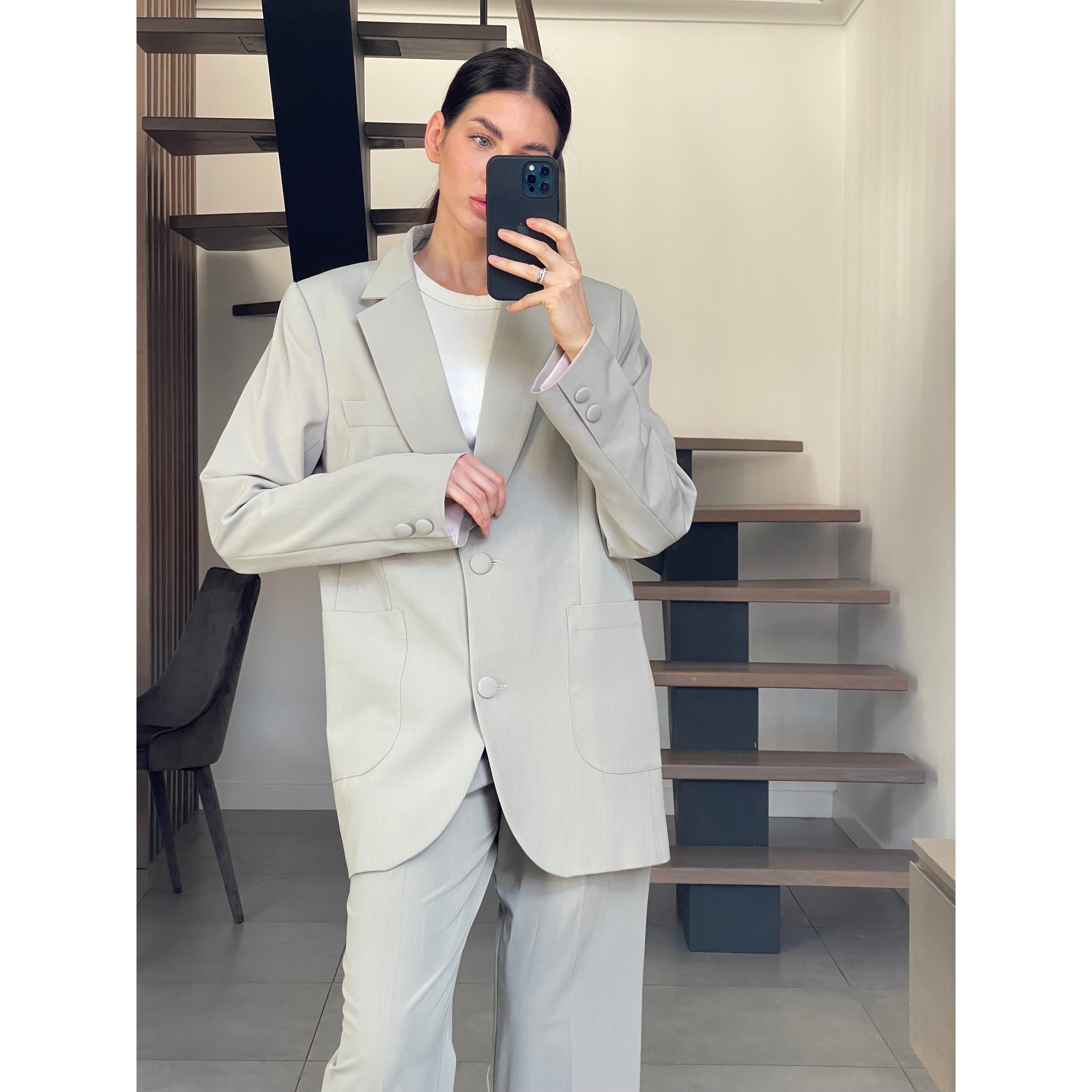 Oversized longline blazer OLIVE – HACHU Brand - Main Image